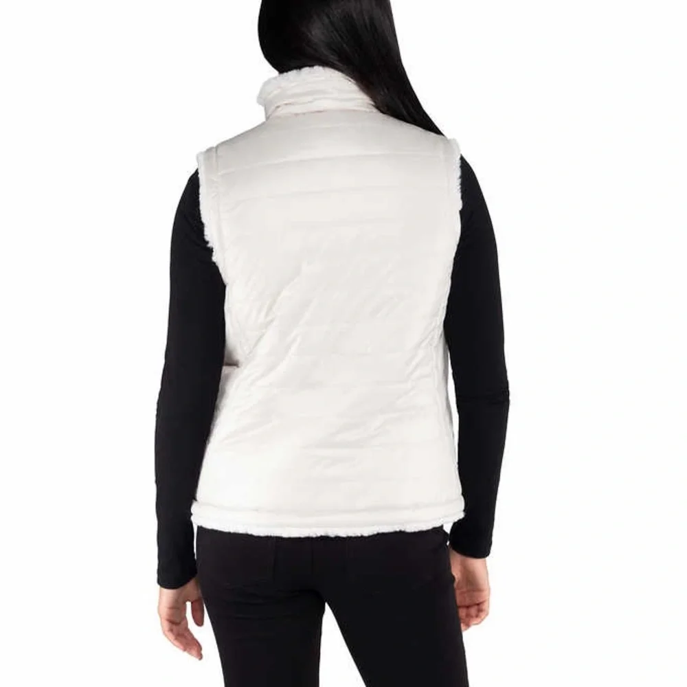 NWT Nicole Miller Original Reversible Vest Ivory White Faux Fur and Quilted 3X